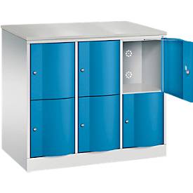 C und P C+P Resisto lockerkast, 3 vakken, 6 vakken, B 1148 x D 640 x H 1077 mm, lichtgrijs/lichtblauw