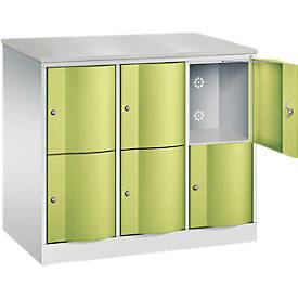 C und P C+P Resisto lockerkast, 3 vakken, 6 vakken, B 1148 x D 640 x H 1077 mm, lichtgrijs/kleedgroen