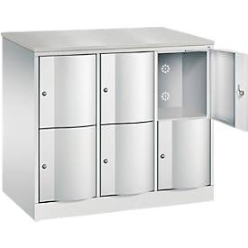 C und P C+P Resisto lockerkast, 3 vakken, 6 vakken, B 1148 x D 640 x H 1077 mm, lichtgrijs