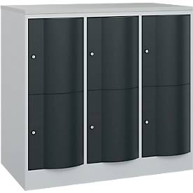C und P C+P Resisto lockerkast, 3 vakken, 6 vakken, B 1148 x D 640 x H 1077 mm, lichtgrijs/antracietgrijs
