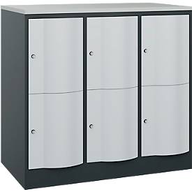 C und P C+P Resisto lockerkast, 3 vakken, 6 vakken, B 1148 x D 640 x H 1077 mm, antracietgrijs/lichtgrijs