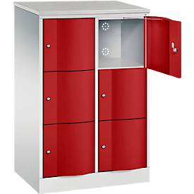 C und P C+P Resisto lockerkast, 2 vakken, 6 vakken, B 772 x D 540 x H 1255 mm, lichtgrijs/ruinrood