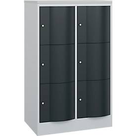 C und P C+P Resisto lockerkast, 2 vakken, 6 vakken, B 772 x D 540 x H 1255 mm, lichtgrijs/antracietgrijs