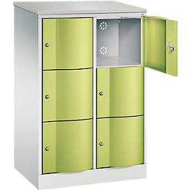 C und P C+P Resisto lockerkast, 2 vakken, 6 vakken, B 772 x D 540 x H 1255 mm, lichtgrijs/kleedgroen