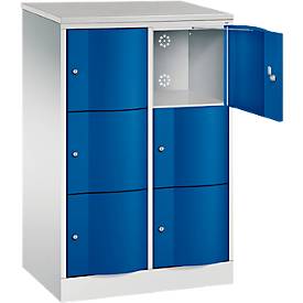 C und P C+P Resisto lockerkast, 2 vakken, 6 vakken, B 772 x D 540 x H 1255 mm, lichtgrijs/ gentiaanblauw