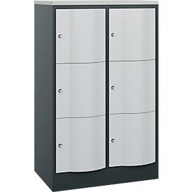 C und P C+P Resisto lockerkast, 2 vakken, 6 vakken, B 772 x D 540 x H 1255 mm, antracietgrijs/lichtgrijs