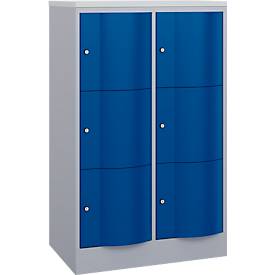 C und P C+P Resisto lockerkast, 2 vakken, 6 vakken, B 772 x D 540 x H 1255 mm, blank aluminium/ gentiaanblauw