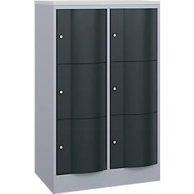 C und P C+P Resisto lockerkast, 2 vakken, 6 vakken, B 772 x D 540 x H 1255 mm, blank aluminium/antraciet grijs