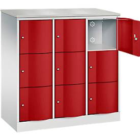 C und P C+P Resisto lockerkast, 3 vakken, 9 vakken, B 1148 x D 540 x H 1255 mm, lichtgrijs/ruinrood