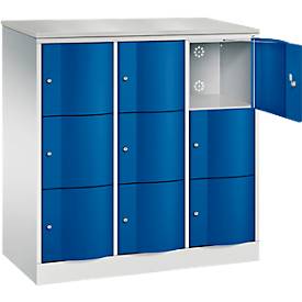 C und P C+P Resisto lockerkast, 3 vakken, 9 vakken, B 1148 x D 540 x H 1255 mm, lichtgrijs/ gentiaanblauw