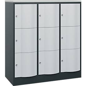 C und P C+P Resisto lockerkast, 3 vakken, 9 vakken, B 1148 x D 540 x H 1255 mm, antracietgrijs/lichtgrijs