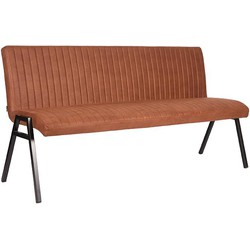 LABEL51  Eetkamerbank Matz 175 cm - Cognac Microvezel - Zwart Metaal