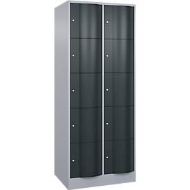 C und P C+P Resisto lockerkast, 2 vakken, 10 vakken, B 772 x D 640 x H 1950 mm, blank aluminium/antraciet grijs