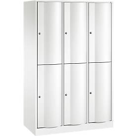 C und P C+P Garderobekast Resisto, 3 vakken, 6 vakken, B 1148 x D 540 x H 1950 mm, verkeerswit