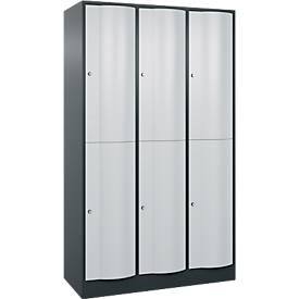 C und P C+P Garderobekast Resisto, 3 vakken, 6 vakken, B 1148 x D 540 x H 1950 mm, antracietgrijs/lichtgrijs