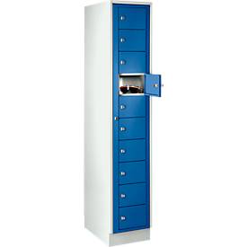 Verdeelkast, met centrale deur, compartimentbreedte aan de binnenzijde 350 mm, breedte 350 mm, 10 vakken, gentiaanblauw