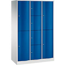 C und P C+P Resisto combikast, 3 vakken, 8 vakken, B 1148 x D 540 x H 1950 mm, lichtgrijs/ gentiaanblauw