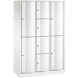 C und P C+P combikast Resisto, 3 vakken, 8 vakken, B 1148 x D 540 x H 1950 mm, verkeerswit