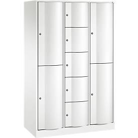 C und P C+P combikast Resisto, 3 vakken, 9 vakken, B 1148 x D 540 x H 1950 mm, verkeerswit