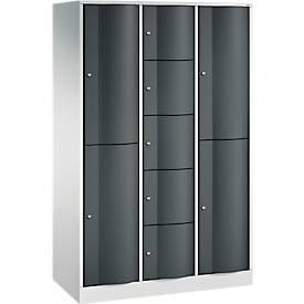 C und P C+P Resisto combikast, 3 vakken, 9 vakken, B 1148 x D 540 x H 1950 mm, lichtgrijs/antracietgrijs