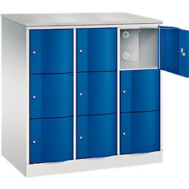 C und P C+P Resisto lockerkast, 3 vakken, 9 vakken, B 1148 x D 640 x H 1255 mm, lichtgrijs/ gentiaanblauw