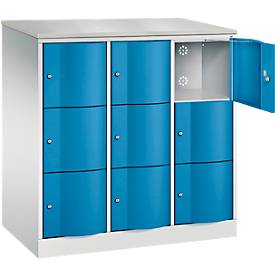 C und P C+P Resisto lockerkast, 3 vakken, 9 vakken, B 1148 x D 640 x H 1255 mm, lichtgrijs/lichtblauw