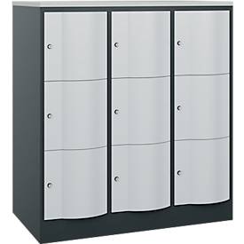 C und P C+P Resisto lockerkast, 3 vakken, 9 vakken, B 1148 x D 640 x H 1255 mm, antracietgrijs/lichtgrijs