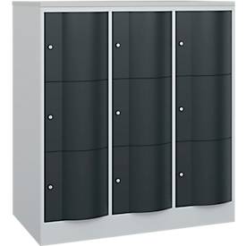 C und P C+P Resisto lockerkast, 3 vakken, 9 vakken, B 1148 x D 640 x H 1255 mm, lichtgrijs/antracietgrijs