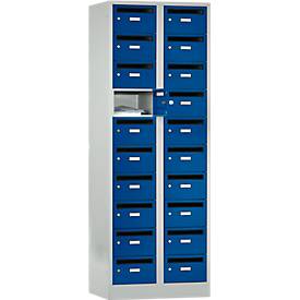 Postverdeelkast, met inwerpgleuf, 2 compartimenten, veiligheidscilinderslot, gentiaanblauw