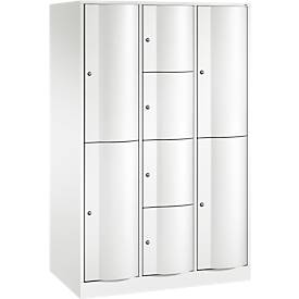 C und P C+P combikast Resisto, 3 vakken, 8 vakken, B 1148 x D 640 x H 1950 mm, verkeerswit