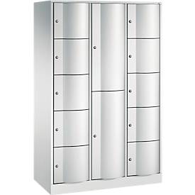 C und P C+P combikast Resisto, 3 vakken, 12 vakken, B 1148 x D 540 x H 1950 mm, lichtgrijs