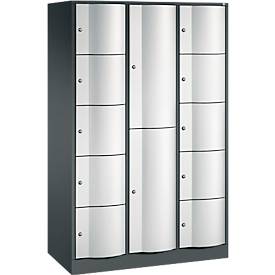 C und P C+P combikast Resisto, 3 vakken, 12 vakken, B 1148 x D 540 x H 1950 mm, antracietgrijs/lichtgrijs