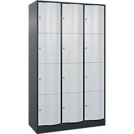 C und P C+P Resisto lockerkast, 3 vakken, 12 vakken, B 1148 x D 540 x H 1950 mm, lichtgrijs/antracietgrijs