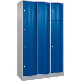 C und P C+P Resisto lockerkast, 3 vakken, 12 vakken, B 1148 x D 540 x H 1950 mm, blank aluminium/ gentiaanblauw
