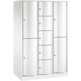 C und P C+P combikast Resisto, 3 vakken, 9 vakken, B 1148 x D 640 x H 1950 mm, verkeerswit