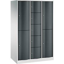 C und P C+P Resisto combikast, 3 vakken, 9 vakken, B 1148 x D 640 x H 1950 mm, lichtgrijs/antracietgrijs