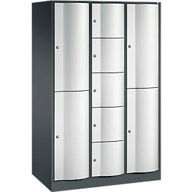 C und P C+P combikast Resisto, 3 vakken, 9 vakken, B 1148 x D 640 x H 1950 mm, antracietgrijs/lichtgrijs