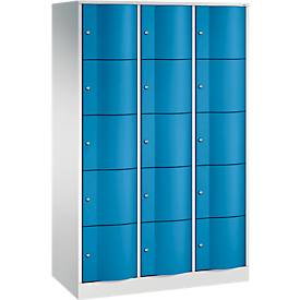 C und P C+P Resisto lockerkast, 3 vakken, 15 vakken, B 1148 x D 540 x H 1950 mm, lichtgrijs/lichtblauw