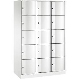 C und P C+P Resisto lockerkast, 3 vakken, 15 vakken, B 1148 x D 540 x H 1950 mm, verkeerswit
