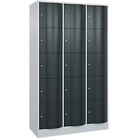 C und P C+P Resisto lockerkast, 3 vakken, 15 vakken, B 1148 x D 540 x H 1950 mm, lichtgrijs/antracietgrijs