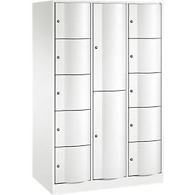 C und P C+P combikast Resisto, 3 vakken, 12 vakken, B 1148 x D 640 x H 1950 mm, verkeerswit