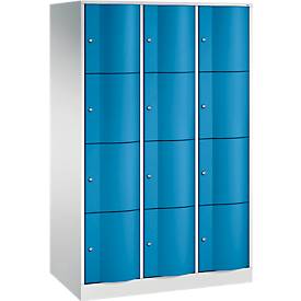 C und P C+P Resisto lockerkast, 3 vakken, 12 vakken, B 1148 x D 640 x H 1950 mm, lichtgrijs/lichtblauw