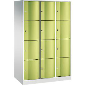 C und P C+P Resisto lockerkast, 3 vakken, 12 vakken, B 1148 x D 640 x H 1950 mm, lichtgrijs/kleedgroen