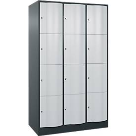 C und P C+P Resisto lockerkast, 3 vakken, 12 vakken, B 1148 x D 640 x H 1950 mm, antracietgrijs/lichtgrijs