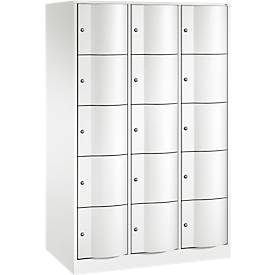 C und P C+P Resisto lockerkast, 3 vakken, 15 vakken, B 1148 x D 640 x H 1950 mm, verkeerswit