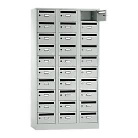 Postverdeelkast, met inwerpgleuf, 3 compartimenten, veiligheidscilinderslot, lichtgrijs