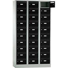 Postverdeelkast, met inwerpgleuf, 3 compartimenten, veiligheidscilinderslot, diepzwart