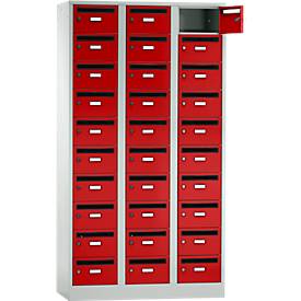 Postverdeelkast, met inwerpgleuf, 3 compartimenten, veiligheidscilinderslot, vuurrood