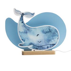 Elobra LED tafellamp Paul Pottwal, blauw, hout, 3000 K, dimbaar