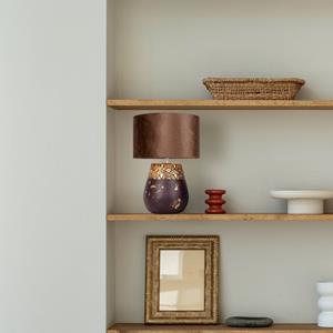 Naeve Leuchten Näve Bronco tafellamp, tabak, keramiek/kunstleer, hoogte 39 cm
